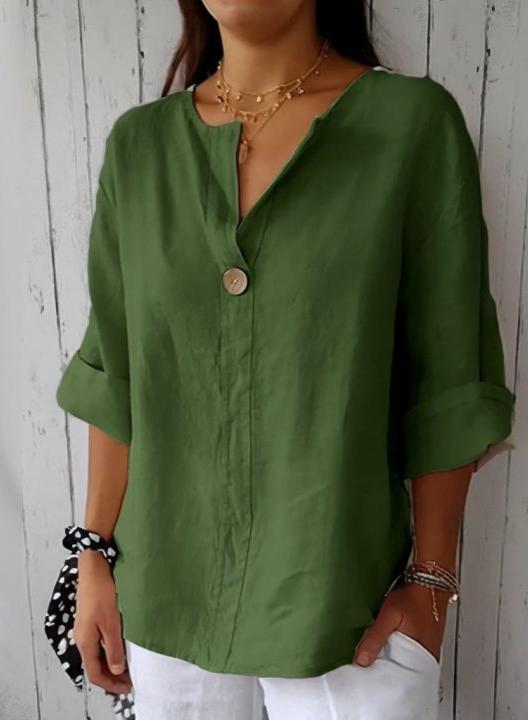 Wygodny top z dekoltem w serek, wykonany z bawełny i lnu